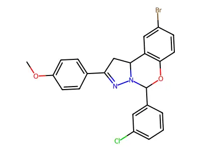 4-(9-BR-5-(3-CL-PH)-1,10B-Dihydropyrazolo(1,5-C)(1,3)benzoxazin-2-YL)PH ME ether structure