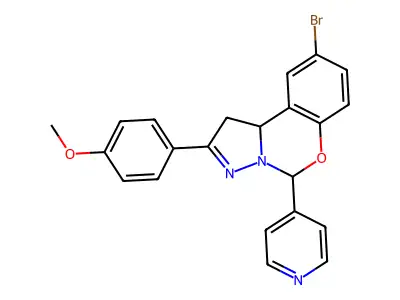 4-[9-bromo-5-(4-pyridinyl)-1,10b-dihydropyrazolo[1,5-c][1,3]benzoxazin-2-yl]phenyl methyl ether structure