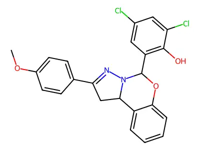2,4-DI-CL-6-(2-(4-Meo-PH)1,10B-dihydropyrazolo(1,5-C)(1,3)benzoxazin-5-YL)phenol structure