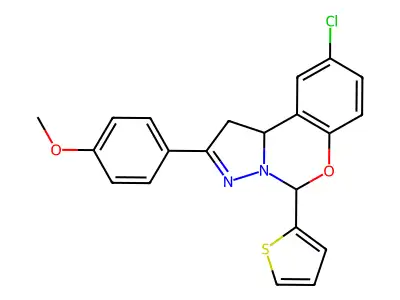 4(9-CL-5-(2-Thienyl)1,10B-dihydropyrazolo(1,5-C)(1,3)benzoxazin-2-YL)PH ME ether structure