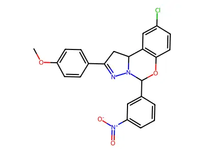 4(9-CL-5(3-Nitro-PH)1,10B-dihydropyrazolo(1,5-C)(1,3)benzoxazin-2-YL)PH ME ether structure