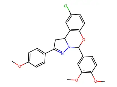 9-CL-5-(3,4-DI-Meo-PH)-2-(4-meo-PH)-1,10B-dihydropyrazolo(1,5-C)(1,3)benzoxazine structure