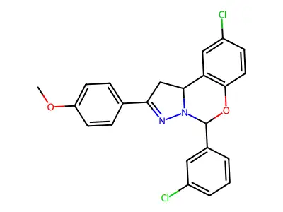 4-(9-CL-5-(3-CL-PH)-1,10B-Dihydropyrazolo(1,5-C)(1,3)benzoxazin-2-YL)PH ME ether structure