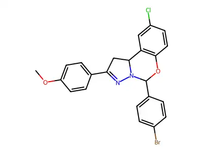 4-(5-(4-BR-PH)-9-CL-1,10B-Dihydropyrazolo(1,5-C)(1,3)benzoxazin-2-YL)PH ME ether structure