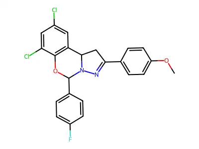 7,9-DI-CL-5-(4-F-PH)-2-(4-Meo-PH)-1,10B-dihydropyrazolo(1,5-C)(1,3)benzoxazine structure