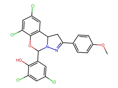 2,4-dichloro-6-[7,9-dichloro-2-(4-methoxyphenyl)-1,10b-dihydropyrazolo[1,5-c][1,3]benzoxazin-5-yl]phenol structure