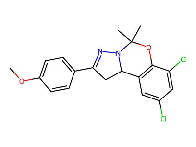 7,9-DI-CL-2-(4-Meo-PH)-5,5-dimethyl-1,10B-dihydropyrazolo(1,5-C)(1,3)benzoxazine structure