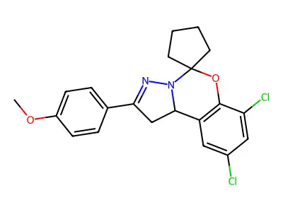 7,9-Dichloro-2-(4-methoxyphenyl)-1,10b-dihydrospiro[benzo[e]pyrazolo[1,5-c][1,3]oxazine-5,1'-cyclopentane] structure