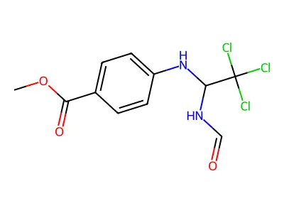 Methyl 4-((2,2,2-trichloro-1-(formylamino)ethyl)amino)benzoate structure