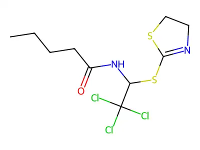 N-(2,2,2-Trichloro-1-(4,5-dihydro-1,3-thiazol-2-ylthio)ethyl)pentanamide structure