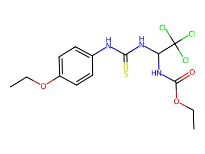 Ethyl 2,2,2-trichloro-1-(((4-ethoxyanilino)carbothioyl)amino)ethylcarbamate structure