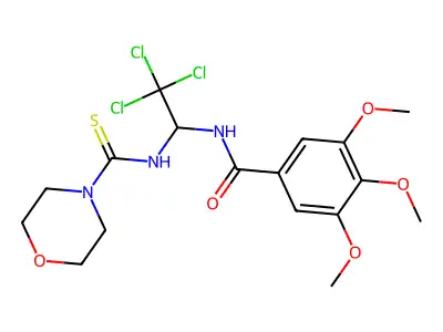 3,4,5-Trimethoxy-N-(2,2,2-tri-CL-1-((4-morpholinylcarbothioyl)amino)ET)benzamide structure