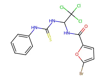 N-(1-((Anilinocarbothioyl)amino)-2,2,2-trichloroethyl)-5-bromo-2-furamide structure