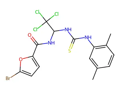 5-BR-N(2,2,2-Trichloro-1-(((2,5-dimethylanilino)carbothioyl)amino)ET)-2-furamide structure