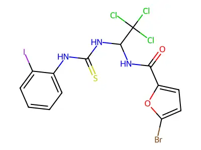 5-BR-N-(2,2,2-Trichloro-1-(((2-iodoanilino)carbothioyl)amino)ethyl)-2-furamide structure