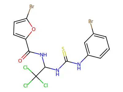 5-BR-N-(1-(((3-Bromoanilino)carbothioyl)amino)-2,2,2-trichloroethyl)-2-furamide structure