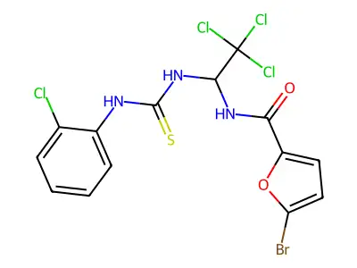 5-BR-N-(2,2,2-Trichloro-1-(((2-chloroanilino)carbothioyl)amino)ethyl)-2-furamide structure