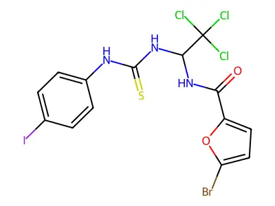 5-BR-N-(2,2,2-Trichloro-1-(((4-iodoanilino)carbothioyl)amino)ethyl)-2-furamide structure