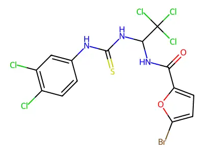 5-BR-N(2,2,2-Trichloro-1-(((3,4-dichloroanilino)carbothioyl)amino)ET)-2-furamide structure