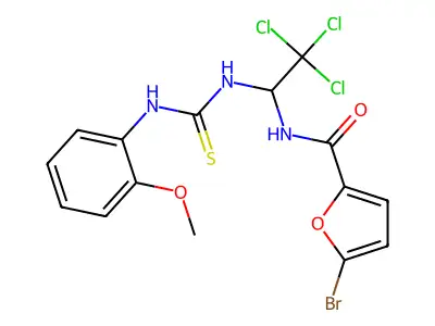 5-BR-N-(2,2,2-Trichloro-1-(((2-methoxyanilino)carbothioyl)amino)ET)-2-furamide structure