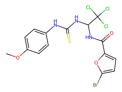 5-BR-N-(2,2,2-Trichloro-1-(((4-methoxyanilino)carbothioyl)amino)ET)-2-furamide structure