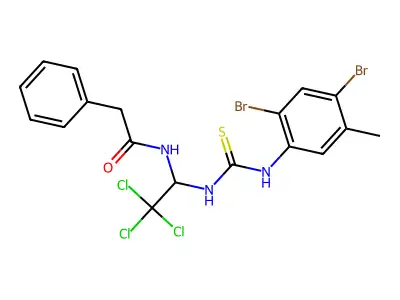 2-PHENYL-N-(2,2,2-TRICHLORO-1-{[(2,4-DIBROMO-5-METHYLANILINO)CARBOTHIOYL]AMINO}ETHYL)ACETAMIDE structure