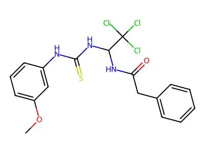 2-PH-N-(2,2,2-Trichloro-1-(((3-methoxyanilino)carbothioyl)amino)ethyl)acetamide structure