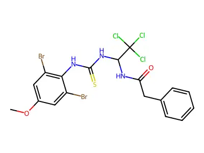 2-PHENYL-N-(2,2,2-TRICHLORO-1-{[(2,6-DIBROMO-4-METHOXYANILINO)CARBOTHIOYL]AMINO}ETHYL)ACETAMIDE structure