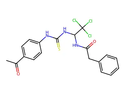 N-(1-(((4-Acetylanilino)carbothioyl)amino)-2,2,2-tri-CL-ethyl)-2-phenylacetamide structure