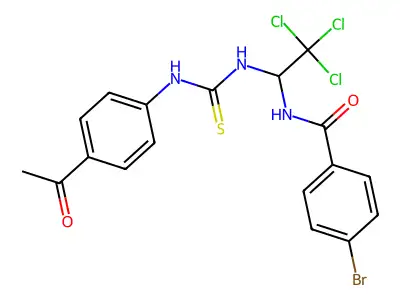 N(1-(((4-Acetylanilino)carbothioyl)amino)-2,2,2-trichloroethyl)-4-bromobenzamide structure