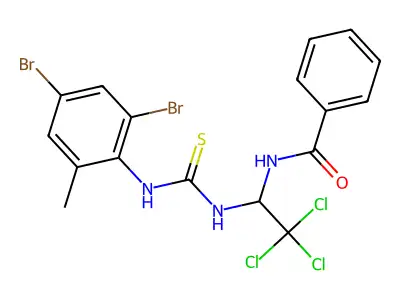 N-(2,2,2-Trichloro-1-(((2,4-DI-BR-6-methylanilino)carbothioyl)amino)ET)benzamide structure