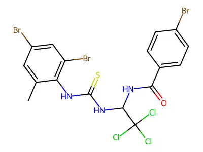 4-BROMO-N-(2,2,2-TRICHLORO-1-{[(2,4-DIBROMO-6-METHYLANILINO)CARBOTHIOYL]AMINO}ETHYL)BENZAMIDE structure
