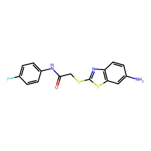 2-[(6-amino-1,3-benzothiazol-2-yl)sulfanyl]-N-(4-fluorophenyl)acetamide structure