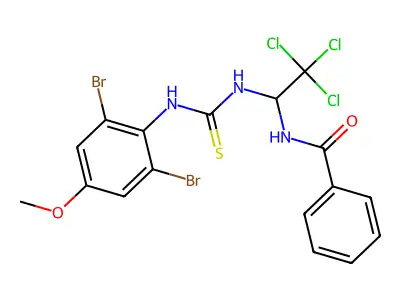 N-(2,2,2-Tri-CL-1-(((2,6-dibromo-4-methoxyanilino)carbothioyl)amino)ET)benzamide structure