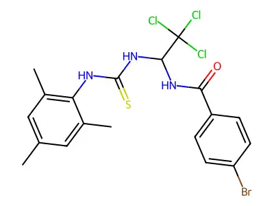 4-Bromo-N-(2,2,2-trichloro-1-(((mesitylamino)carbothioyl)amino)ethyl)benzamide structure