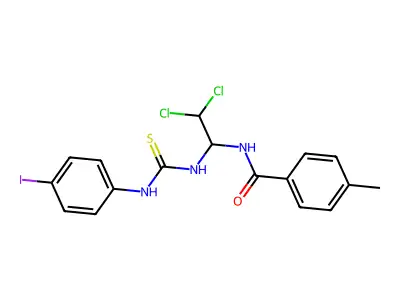 N-(2,2-Dichloro-1-(((4-iodoanilino)carbothioyl)amino)ethyl)-4-methylbenzamide structure