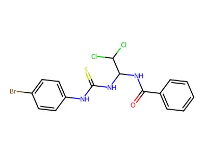 N-(1-(((4-Bromoanilino)carbothioyl)amino)-2,2-dichloroethyl)benzamide structure