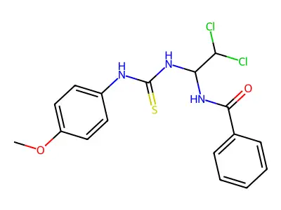 N-(2,2-Dichloro-1-(((4-methoxyanilino)carbothioyl)amino)ethyl)benzamide structure