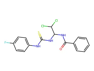 N-(2,2-Dichloro-1-(((4-fluoroanilino)carbothioyl)amino)ethyl)benzamide structure