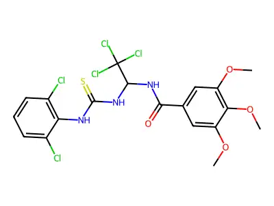 3,4,5-TRIMETHOXY-N-(2,2,2-TRICHLORO-1-{[(2,6-DICHLOROANILINO)CARBOTHIOYL]AMINO}ETHYL)BENZAMIDE structure
