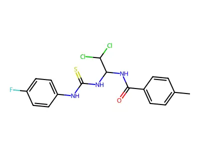 N-(2,2-Dichloro-1-(((4-fluoroanilino)carbothioyl)amino)ethyl)-4-methylbenzamide structure