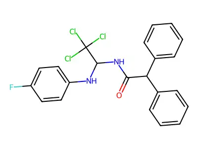 2,2-Diphenyl-N-(2,2,2-trichloro-1-(4-fluoroanilino)ethyl)acetamide structure