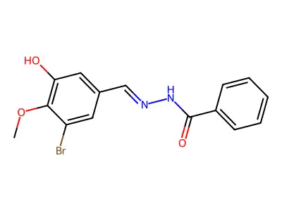 N-[(3-bromo-5-hydroxy-4-methoxyphenyl)methylideneamino]benzamide structure