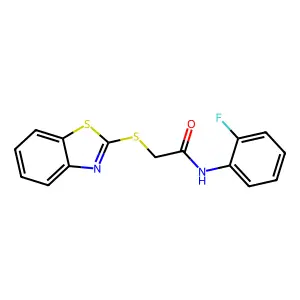 2-(1,3-benzothiazol-2-ylsulfanyl)-N-(2-fluorophenyl)acetamide structure