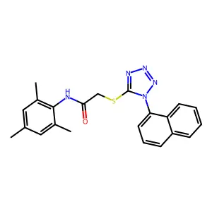 2-(1-naphthalen-1-yltetrazol-5-yl)sulfanyl-N-(2,4,6-trimethylphenyl)acetamide structure