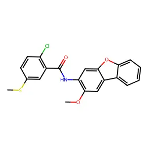 2-chloro-N-(2-methoxydibenzofuran-3-yl)-5-methylsulfanylbenzamide structure