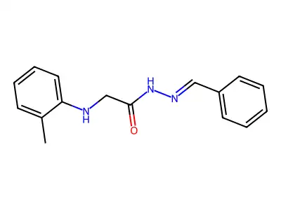 N-(benzylideneamino)-2-(2-methylanilino)acetamide structure
