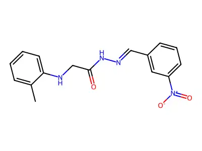 2-(2-methylanilino)-N-[(3-nitrophenyl)methylideneamino]acetamide structure