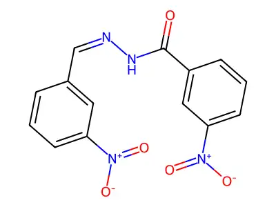 3-nitro-N-[(3-nitrophenyl)methylideneamino]benzamide structure