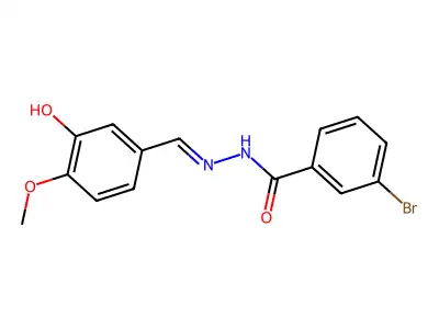 3-Bromobenzoic acid 2-[(3-hydroxy-4-methoxyphenyl)methylene]hydrazide structure